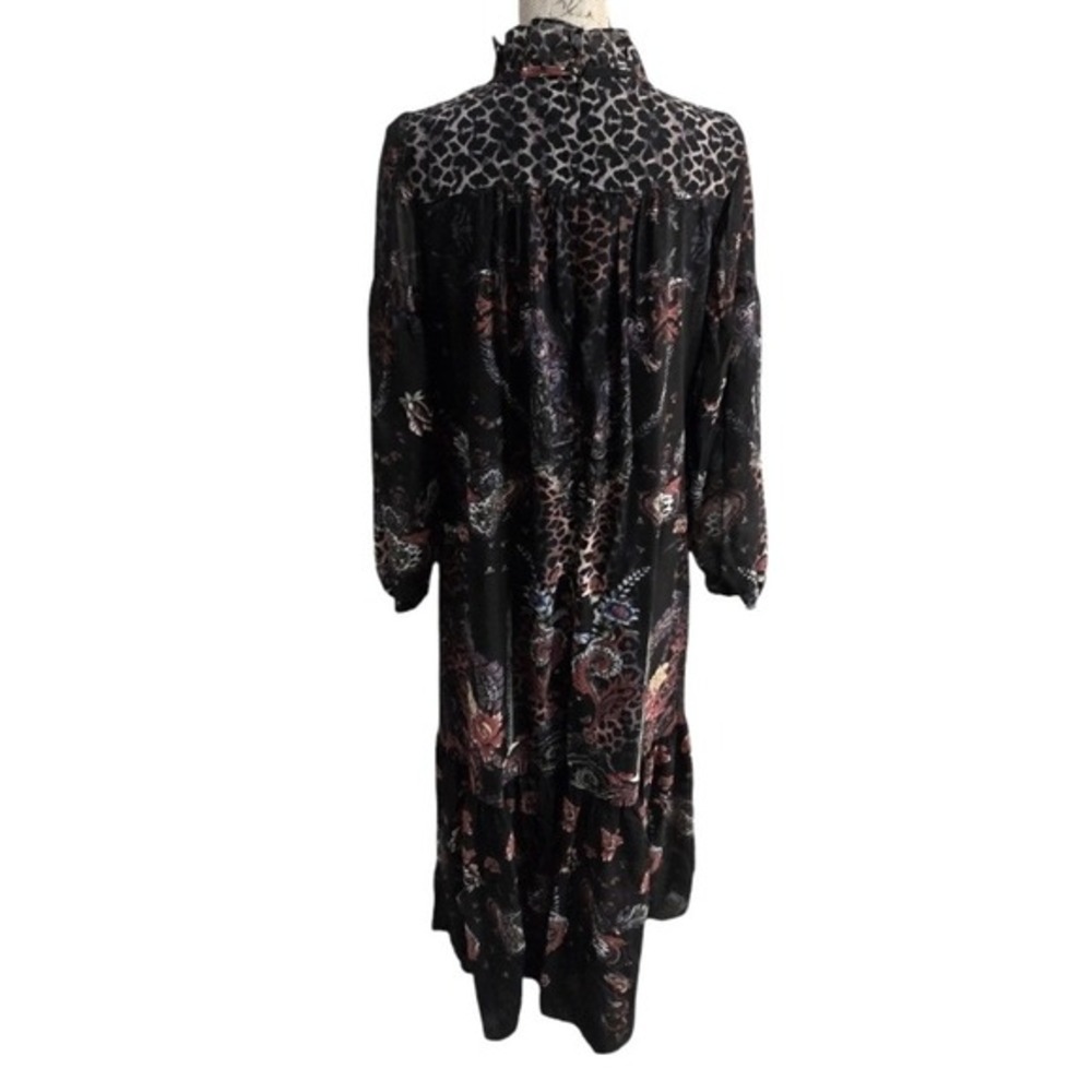 Dalia Macphee Black and Floral Peasant Boho Long Sleeve Maxi Dress Size Large Ne - Picture 4 of 12